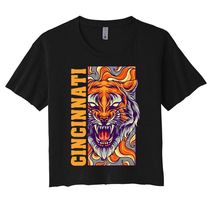 Growling Bengal Tiger Women's Crop Top Tee