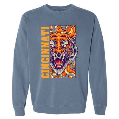 Growling Bengal Tiger Garment-Dyed Sweatshirt