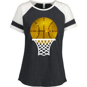 Gold Basketball Trophy Mvp Graphic Tee Cool Gift Enza Ladies Jersey Colorblock Tee