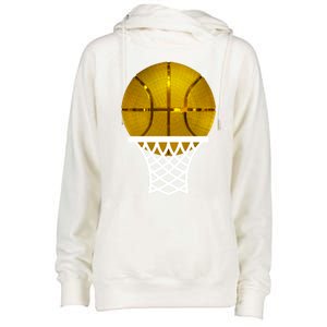 Gold Basketball Trophy Mvp Graphic Tee Cool Gift Womens Funnel Neck Pullover Hood