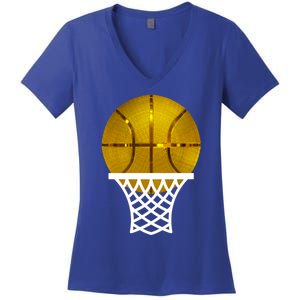 Gold Basketball Trophy Mvp Graphic Tee Cool Gift Women's V-Neck T-Shirt