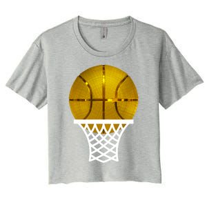 Gold Basketball Trophy Mvp Graphic Tee Cool Gift Women's Crop Top Tee