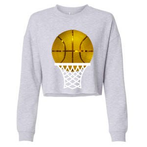 Gold Basketball Trophy Mvp Graphic Tee Cool Gift Cropped Pullover Crew