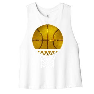 Gold Basketball Trophy Mvp Graphic Tee Cool Gift Women's Racerback Cropped Tank