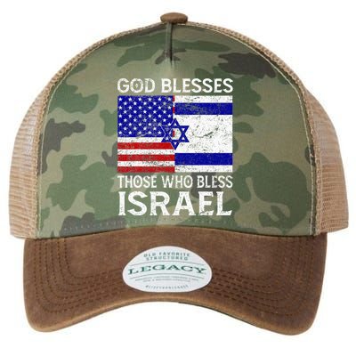 God Blesses Those Who Bless Israel Usa Flag Israeli Flag Legacy Tie Dye Trucker Hat