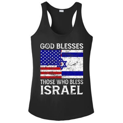 God Blesses Those Who Bless Israel Usa Flag Israeli Flag Ladies PosiCharge Competitor Racerback Tank