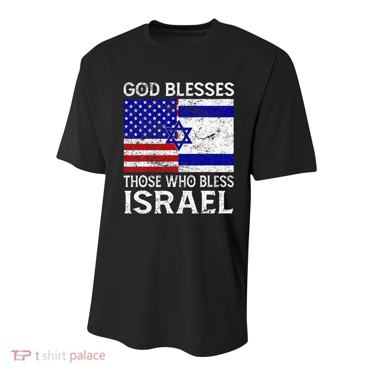 God Blesses Those Who Bless Israel Usa Flag Israeli Flag Youth Performance Sprint T-Shirt