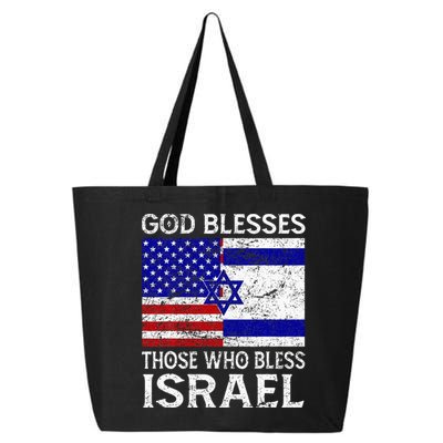 God Blesses Those Who Bless Israel Usa Flag Israeli Flag 25L Jumbo Tote