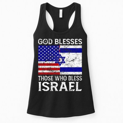 God Blesses Those Who Bless Israel Usa Flag Israeli Flag Womens Tank Top