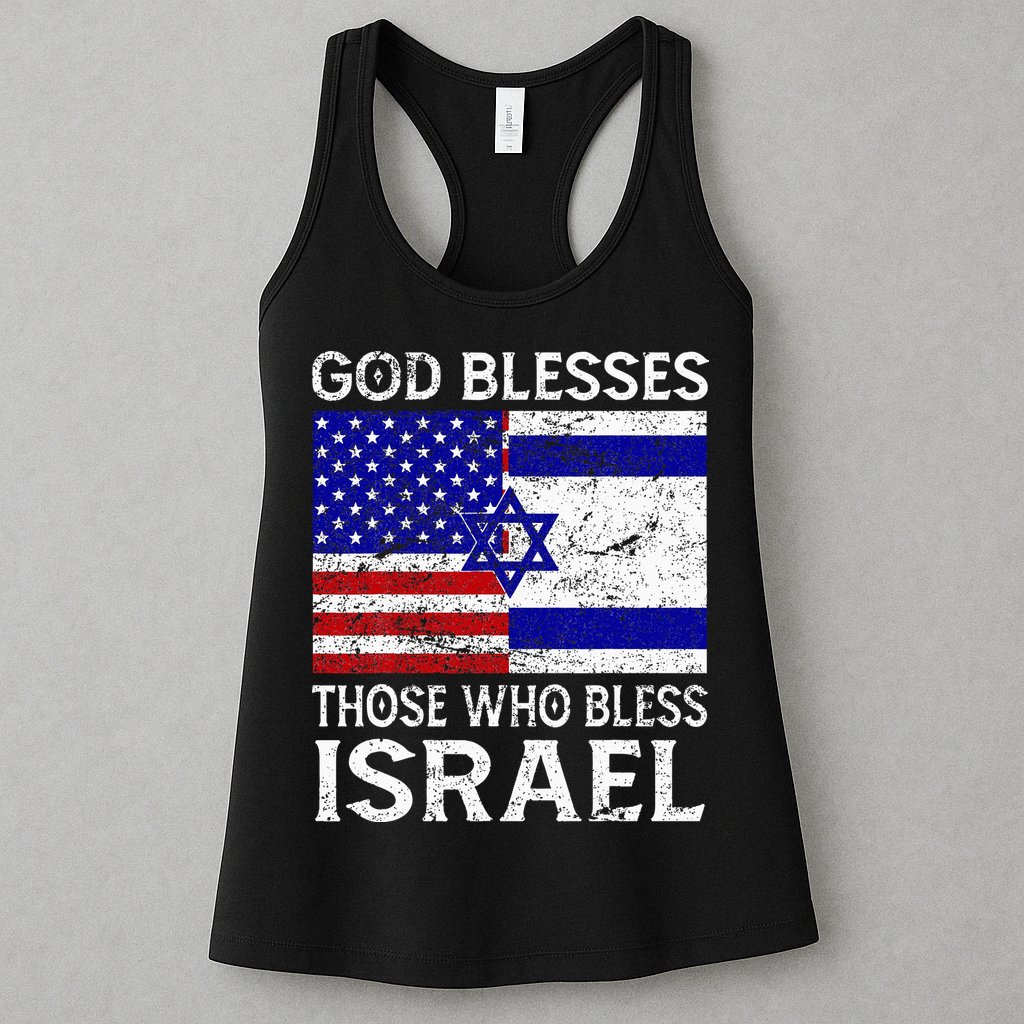 God Blesses Those Who Bless Israel Usa Flag Israeli Flag Womens Tank Top