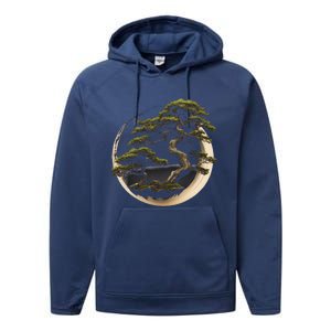 Graphic Bonsai Tree In Japanese Zen Buddhist Enso Performance Fleece Hoodie