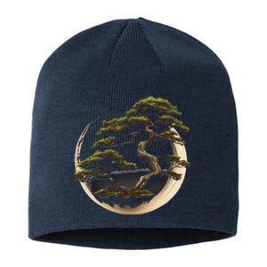 Graphic Bonsai Tree In Japanese Zen Buddhist Enso Sustainable Beanie