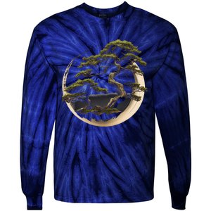 Graphic Bonsai Tree In Japanese Zen Buddhist Enso Tie-Dye Long Sleeve Shirt