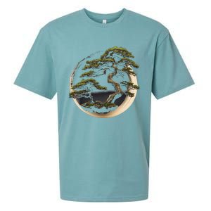 Graphic Bonsai Tree In Japanese Zen Buddhist Enso Sueded Cloud Jersey T-Shirt