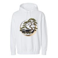 Graphic Bonsai Tree In Japanese Zen Buddhist Enso Garment-Dyed Fleece Hoodie