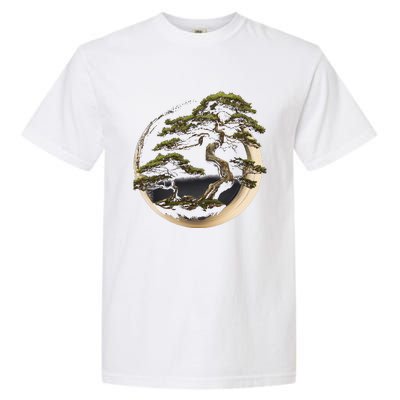 Graphic Bonsai Tree In Japanese Zen Buddhist Enso Garment-Dyed Heavyweight T-Shirt