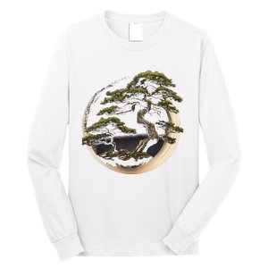 Graphic Bonsai Tree In Japanese Zen Buddhist Enso Long Sleeve Shirt