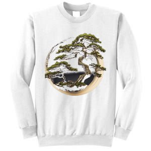 Graphic Bonsai Tree In Japanese Zen Buddhist Enso Sweatshirt