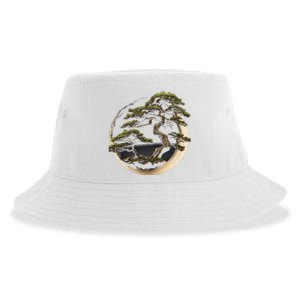 Graphic Bonsai Tree In Japanese Zen Buddhist Enso Sustainable Bucket Hat