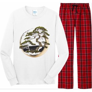 Graphic Bonsai Tree In Japanese Zen Buddhist Enso Long Sleeve Pajama Set