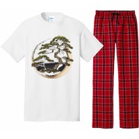 Graphic Bonsai Tree In Japanese Zen Buddhist Enso Pajama Set