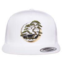 Graphic Bonsai Tree In Japanese Zen Buddhist Enso Flat Bill Trucker Hat