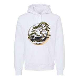 Graphic Bonsai Tree In Japanese Zen Buddhist Enso Premium Hoodie