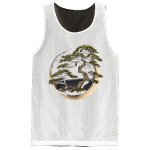 Graphic Bonsai Tree In Japanese Zen Buddhist Enso Mesh Reversible Basketball Jersey Tank