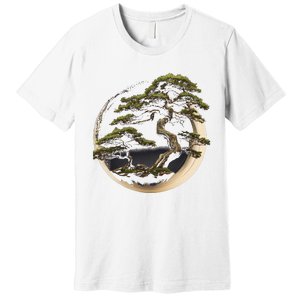 Graphic Bonsai Tree In Japanese Zen Buddhist Enso Premium T-Shirt