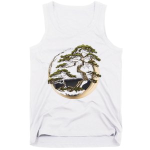 Graphic Bonsai Tree In Japanese Zen Buddhist Enso Tank Top