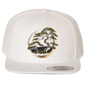 Graphic Bonsai Tree In Japanese Zen Buddhist Enso Wool Snapback Cap