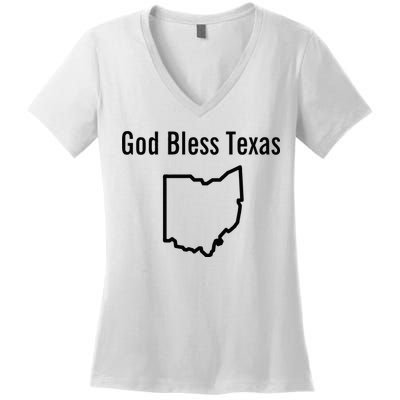 God Bless Texas Ohio Women's V-Neck T-Shirt