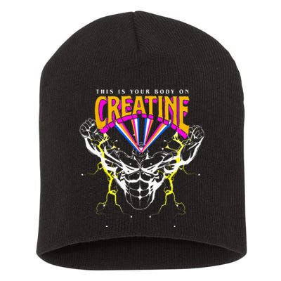 Gym Birthday This Is Your Body On Creatine Workout Short Acrylic Beanie