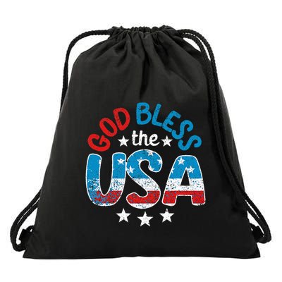 God Bless The Usa American Flag Patriotic Drawstring Bag