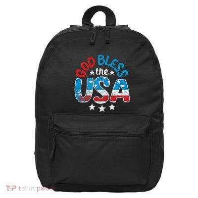 God Bless The Usa American Flag Patriotic 16 in Basic Backpack