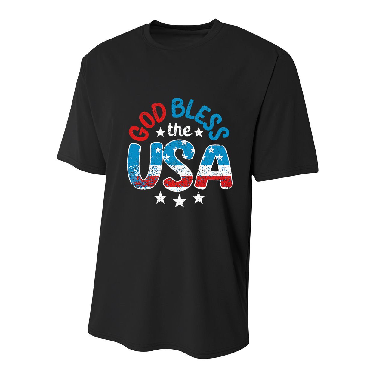 God Bless The Usa American Flag Patriotic Youth Performance Sprint T-Shirt