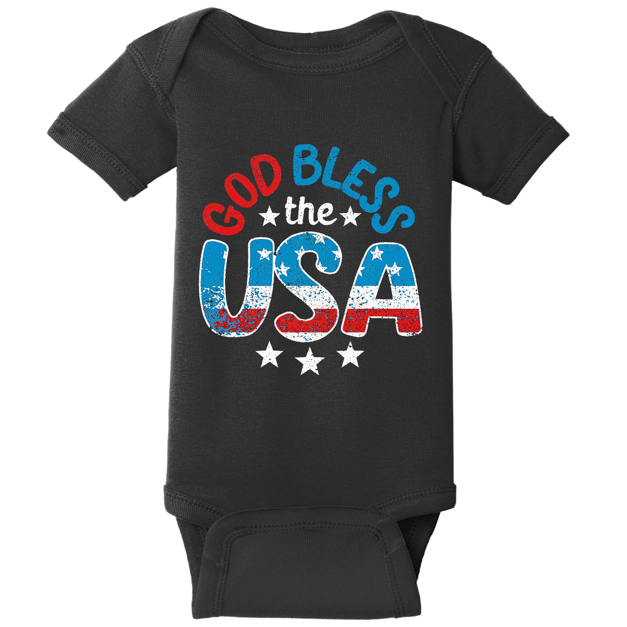 God Bless The Usa American Flag Patriotic Baby Bodysuit