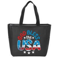 God Bless The Usa American Flag Patriotic Zip Tote Bag