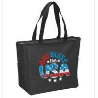 God Bless The Usa American Flag Patriotic Zip Tote Bag