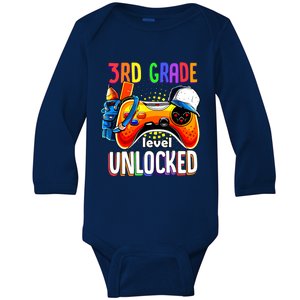 Gamer Back To School Gamepad 3rd Third Grade Level Unlocked Baby Long Sleeve Bodysuit