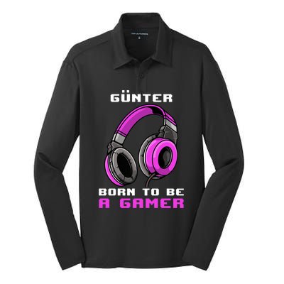 Günter Born To Be A Gamer Personalized Funny Gift Silk Touch Performance Long Sleeve Polo