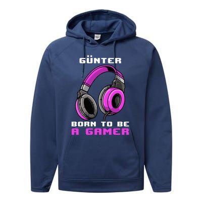 Günter Born To Be A Gamer Personalized Funny Gift Performance Fleece Hoodie