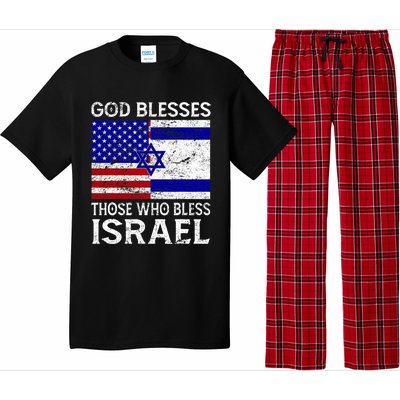 God Blesses Those Who Bless Israel Usa Flag Israeli Flag Pajama Set