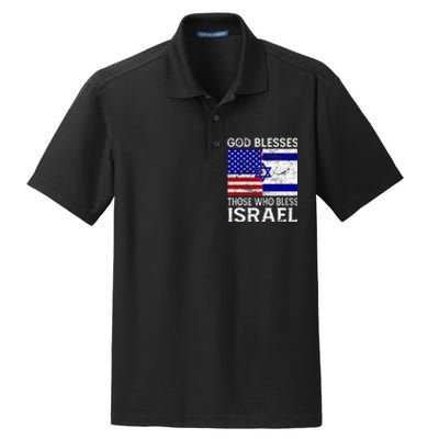 God Blesses Those Who Bless Israel Usa Flag Israeli Flag Dry Zone Grid Polo