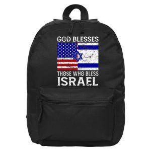 God Blesses Those Who Bless Israel Usa Flag Israeli Flag 16 in Basic Backpack