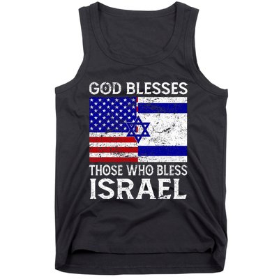 God Blesses Those Who Bless Israel Usa Flag Israeli Flag Tank Top