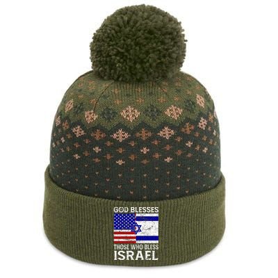 God Blesses Those Who Bless Israel Usa Flag Israeli Flag The Baniff Cuffed Pom Beanie