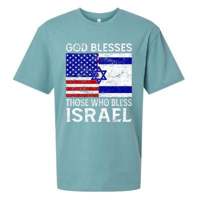 God Blesses Those Who Bless Israel Usa Flag Israeli Flag Sueded Cloud Jersey T-Shirt