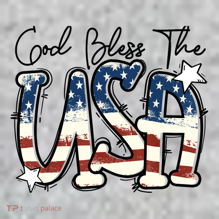 God Bless The USA American Flag Patriotic 4th Of July Tall T-Shirt