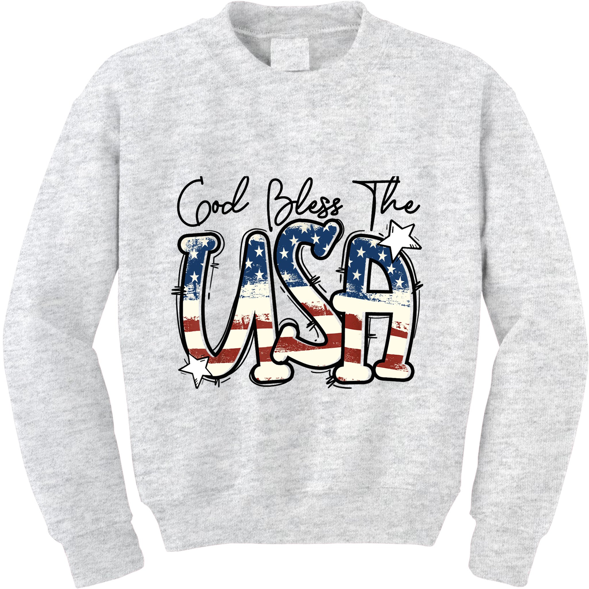 God Bless The USA American Flag Patriotic 4th Of July Kids Sweatshirt